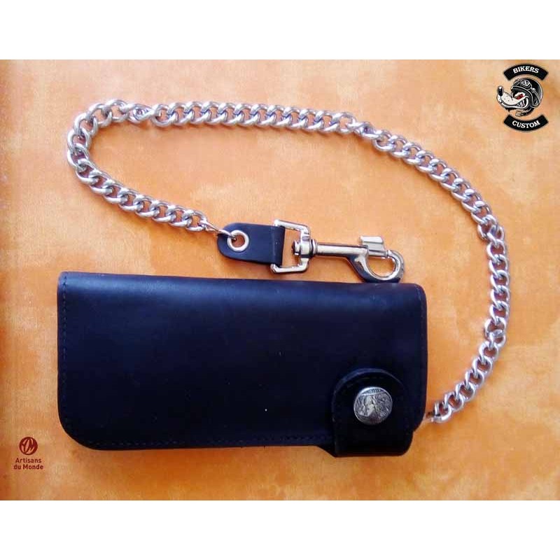 Bikers-Custom : Portefeuille cuir noir grand format