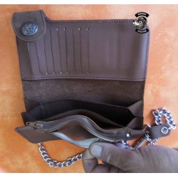 Bikers-Custom : Portefeuille cuir marron grand format