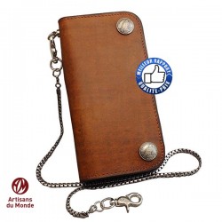 Bikers-Custom : Portefeuille cuir poutch marron