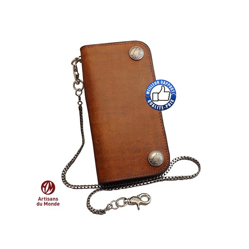 Bikers-Custom : Portefeuille cuir poutch marron