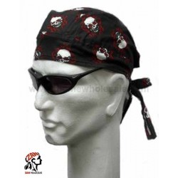 Zandana biker white skull flaming