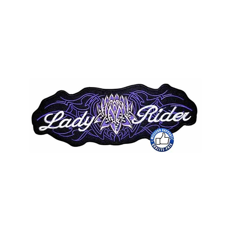 Bikers-Custom : Patchs, écussons lady rider violet fleur