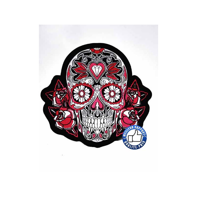 Bikers-Custom : Patchs, écusson sugar skull rose