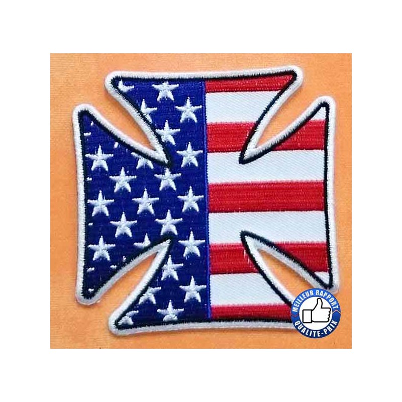 Bikers-Custom : Patchs, écusson Cross American Flag