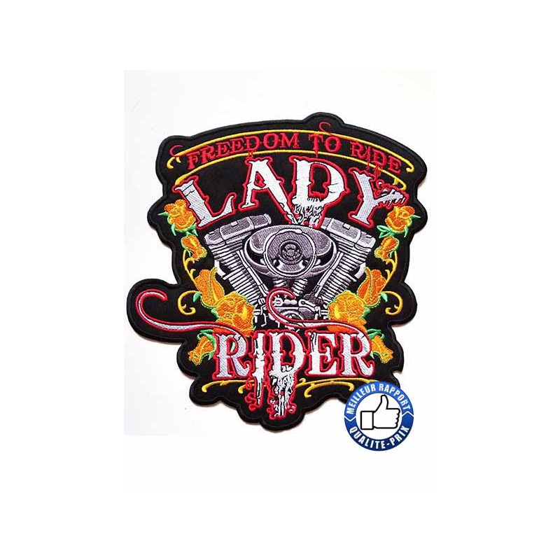 Bikers-Custom : Patchs, écussons lady rider freedom