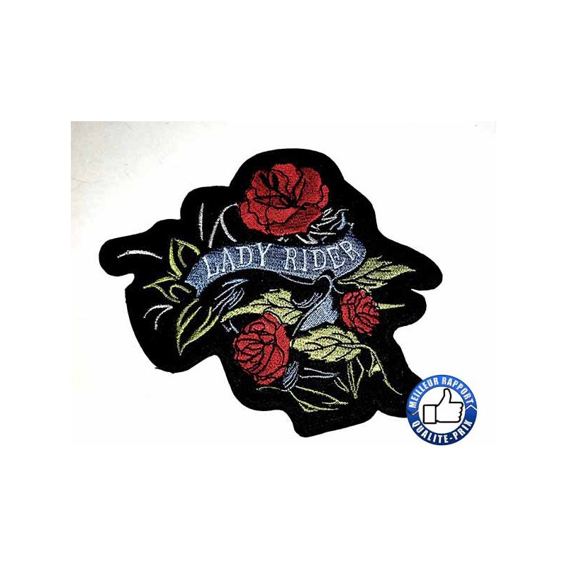 Bikers-Custom : Patchs, écusson lady rider roses