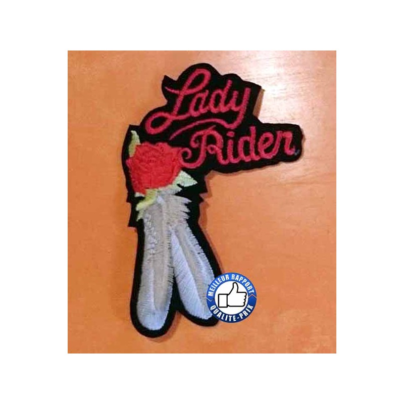 Bikers-Custom : Patchs, écusson rider plume blanche