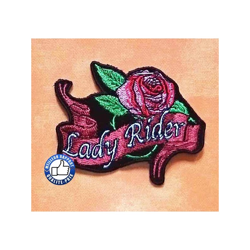 Bikers-Custom : Patchs, écusson lady rider rose