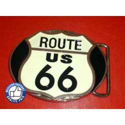 Boucle de ceinture route 66 blanc