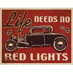 Plaque métal vintage, décorative red lights