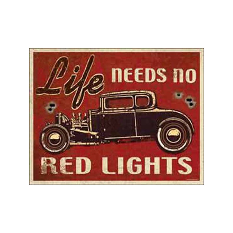 Bikers-Custom : Plaque métal vintage, décorative red lights