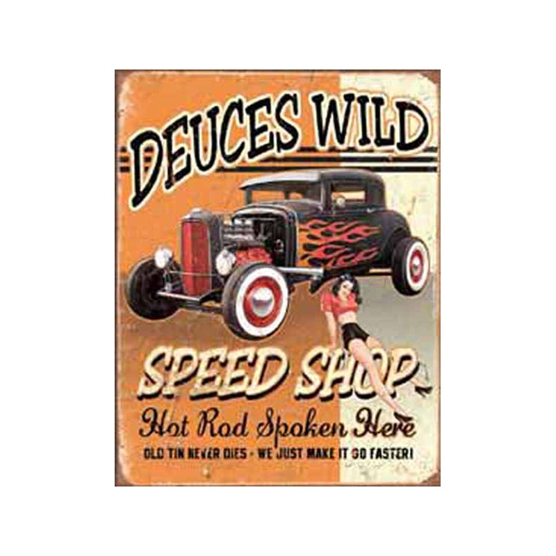 Bikers-Custom : Plaque métal vintage, décorative deuce wild