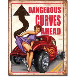Plaque métal vintage, décorative dangerous curves