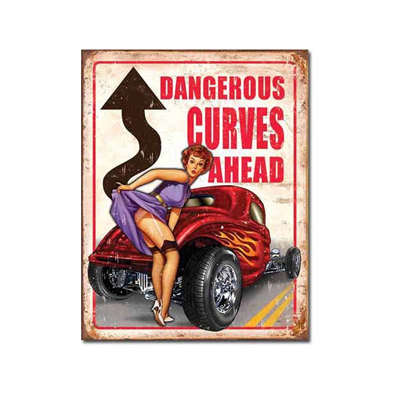 Bikers-Custom : Plaque métal vintage, décorative dangerous curves