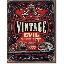 Plaque métal vintage, décorative vintage evil