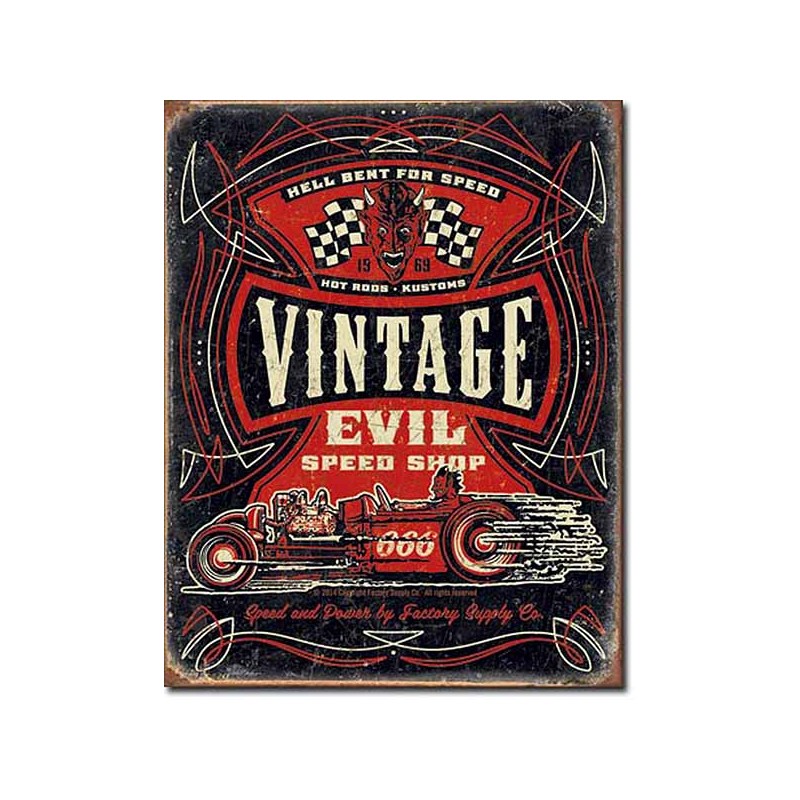 Bikers-Custom : Plaque métal vintage, décorative vintage evil