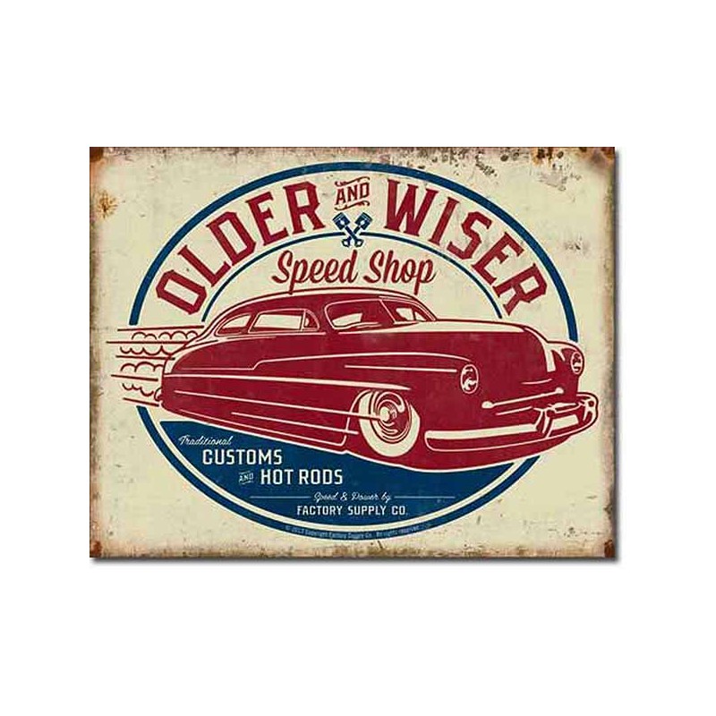 Bikers-Custom : Plaque métal vintage, décorative older and wiser