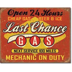 Bikers-Custom : Plaque métal vintage, décorative last chance gaz
