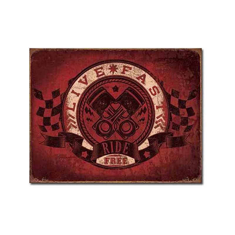 Bikers-Custom : Plaque métal vintage, décorative ride free