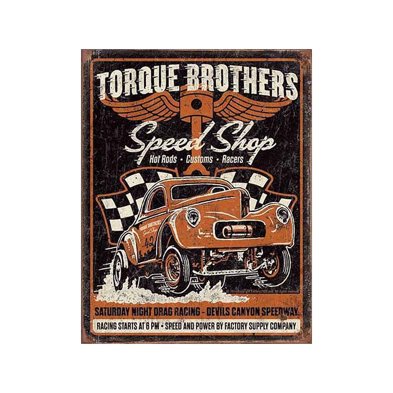 Bikers-Custom : Plaque métal vintage, décorative torque bros