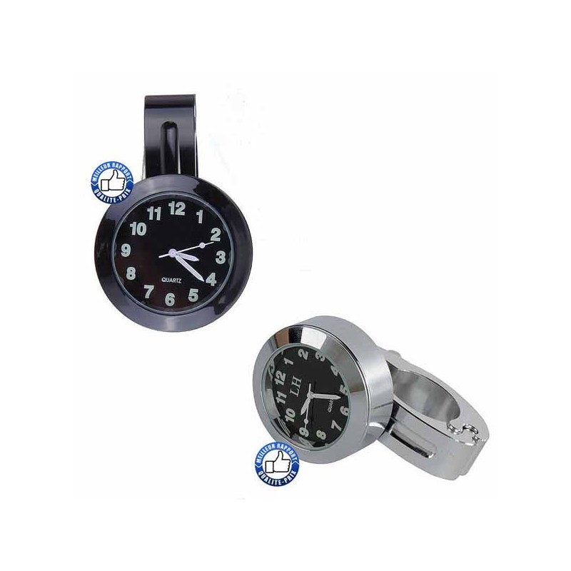 Bikers-Custom : Montre de guidon pour Harley et custom noir ou chrome