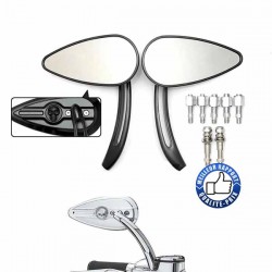 Rétroviseurs moto chrome ou noir branche ouverte et skull