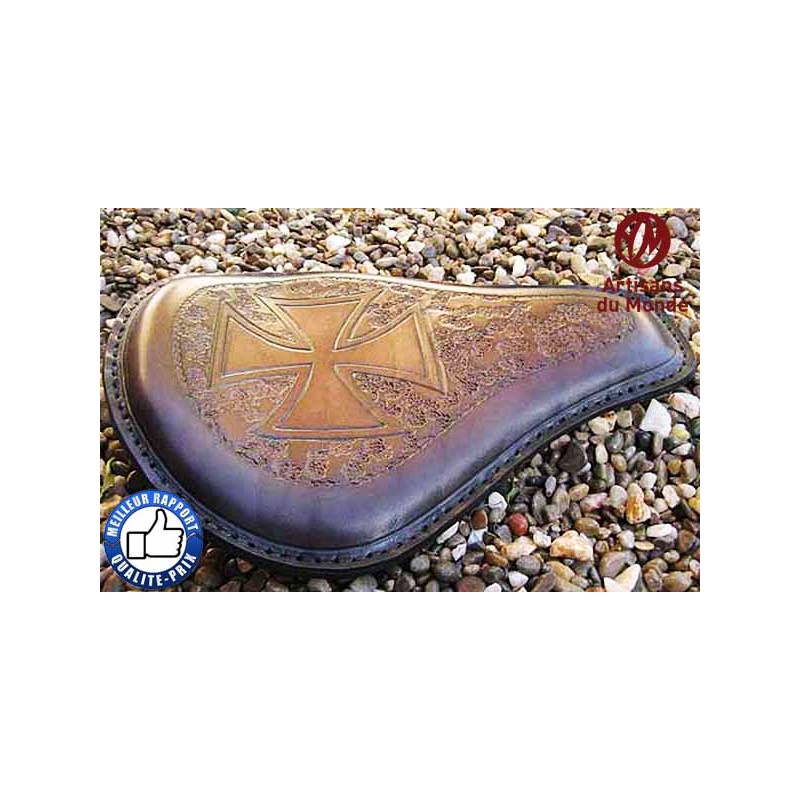 Bikers-Custom : Selle artisanale, croix de fer