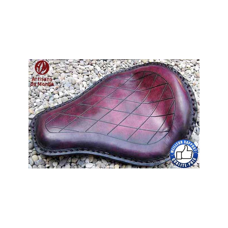 Bikers-Custom : Selle artisanale,rombos bordeaux