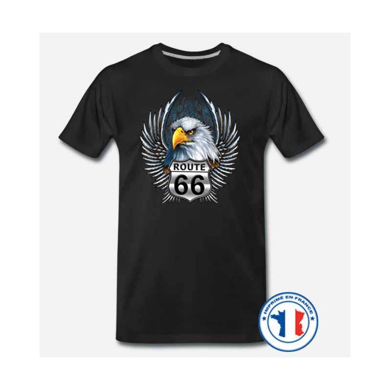 Bikers-Custom : T shirt biker road 66 eagle