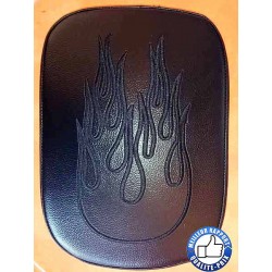 Bikers-Custom : Pouf phantom à ventouses pour custom, motif flammes