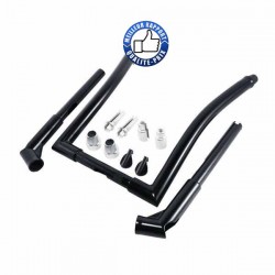 Bikers-Custom : Guidon noir out space in 16 inch rise pour Harley et Custom