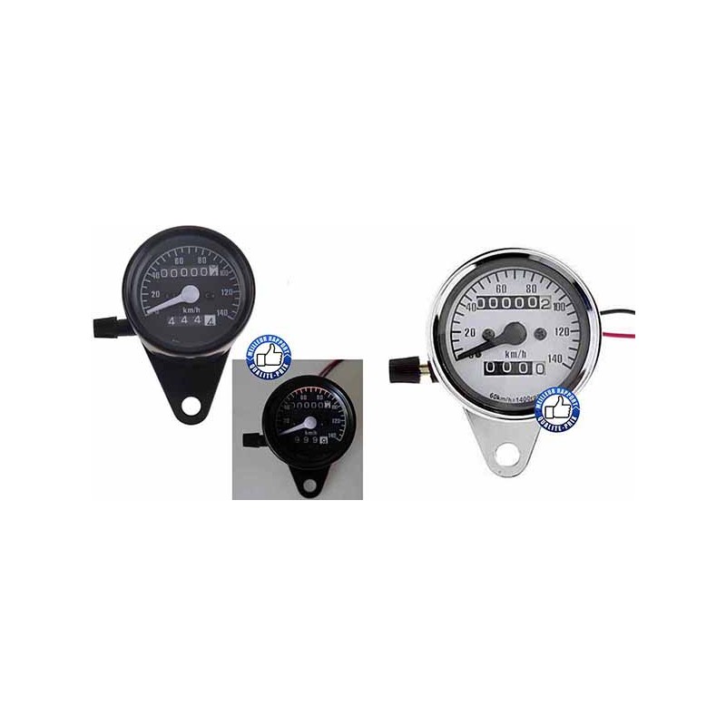 Bikers-Custom : Compteur chrome ou noir pour Harley et custom