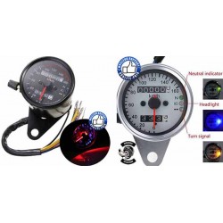 Compteur chrome ou noir pour Harley et custom avec voyants