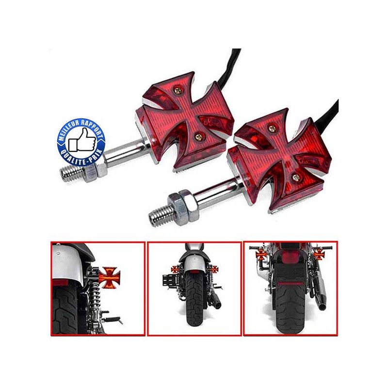Bikers-Custom : Clignotants croix de malte pour Custom et Harley