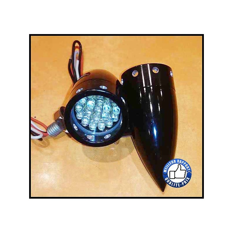 Bikers-Custom : Clignotants comet noir à leds pour Custom et Harley