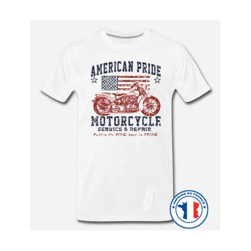Bikers-Custom : T shirt biker american pride bike