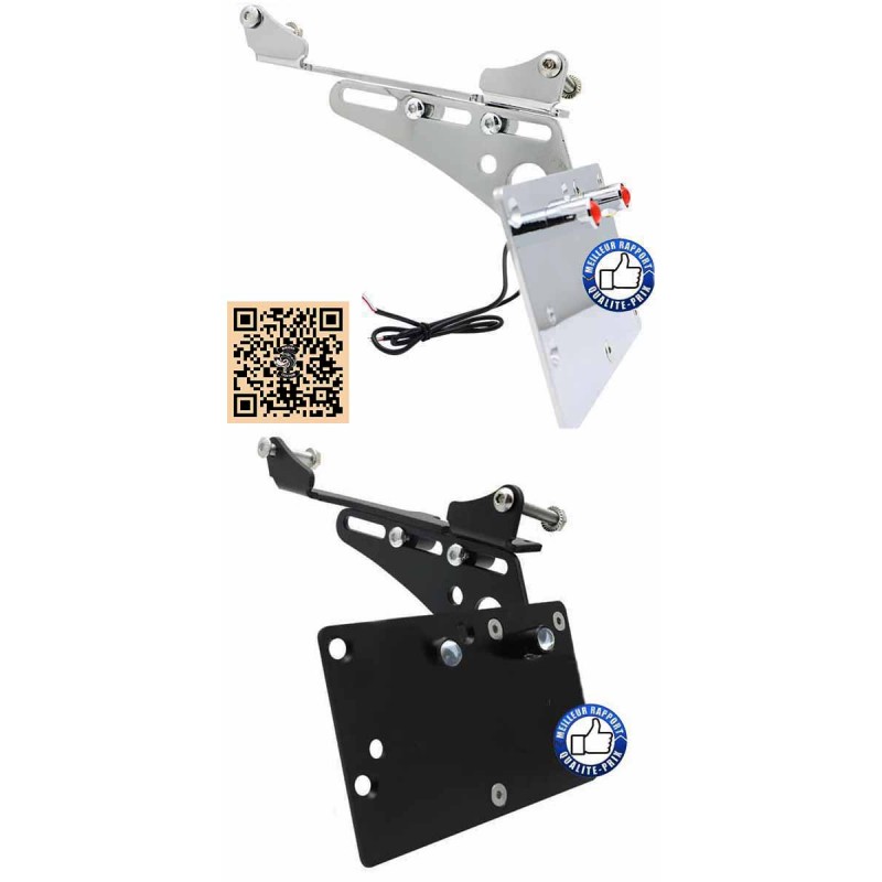 Bikers-Custom : Support de plaque latéral sharp en chrome ou noir