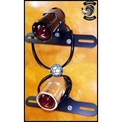Feux arrière screw noir ou alu poli avec support de plaque
