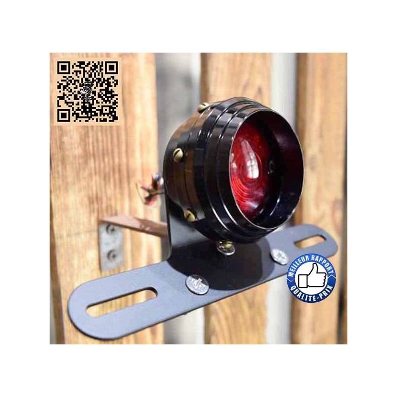 Bikers-Custom : Feux arrière round noir avec support de plaque