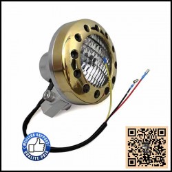 Phare avant samouraï chrome et laiton,  pour Harley, custom