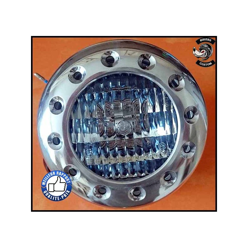 Bikers-Custom : Phare avant samouraï chrome ,  pour Harley, custom