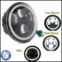 Bikers-Custom : Phare daymaker 5 3/4 avec son Halo. Noir ou chrome pour Harley