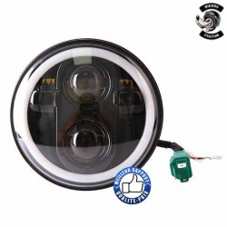 Bikers-Custom : Phare daymaker 5 3/4 avec son Halo. Noir ou chrome pour Harley