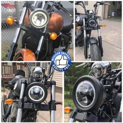 Bikers-Custom : Phare daymaker 5 3/4 avec son Halo. Noir ou chrome pour Harley