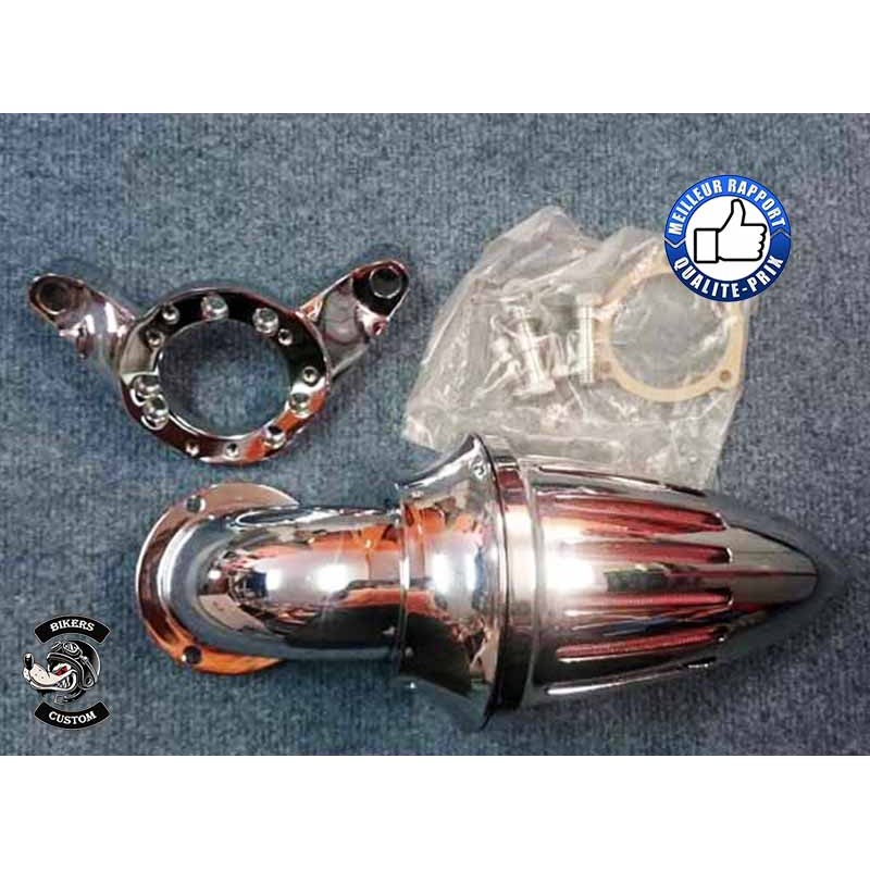 Bikers-Custom : Filtre à air obus chrome pour Harley carburateur