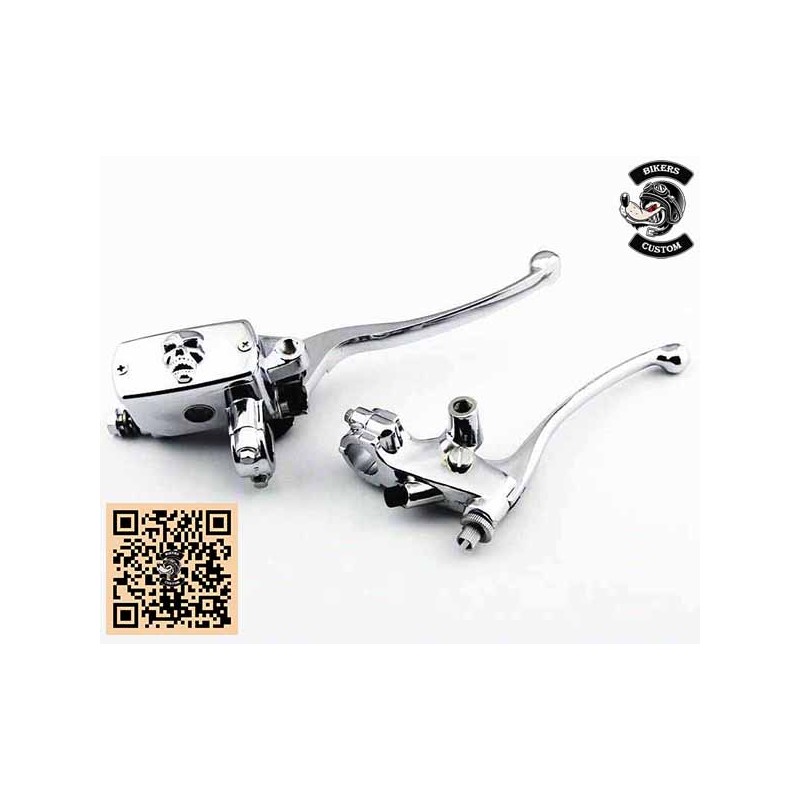 Bikers-Custom : Kit de freinage complet skull chrome pour custom