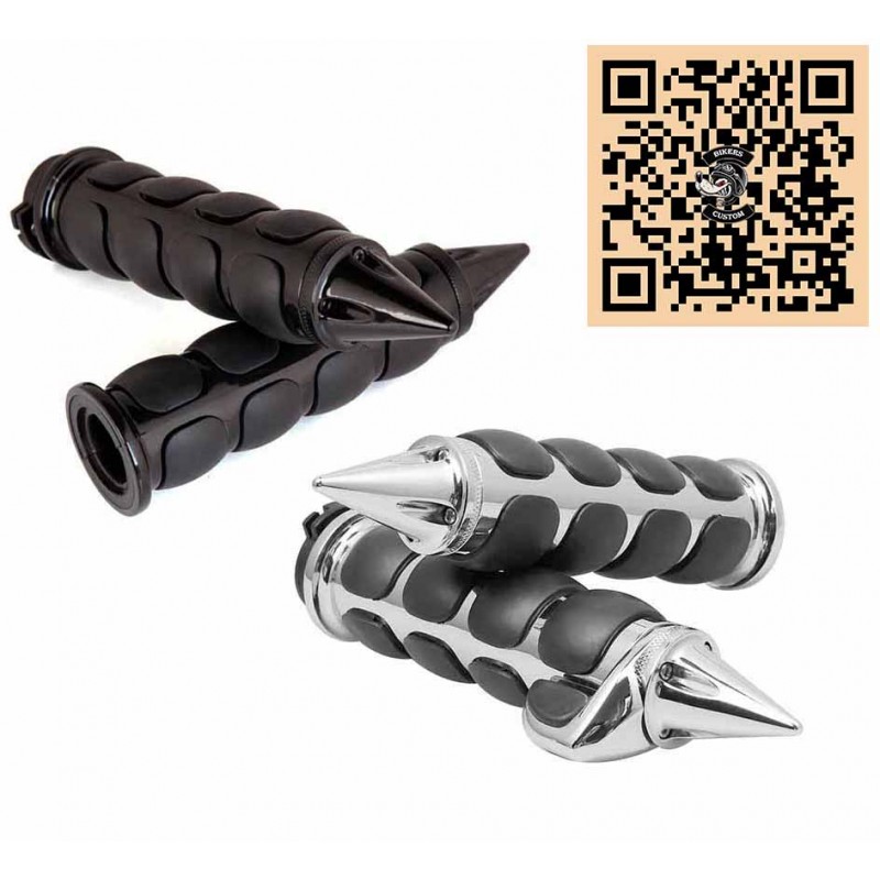 Bikers-Custom : Poignées de guidon custom spike avec repose poignet
